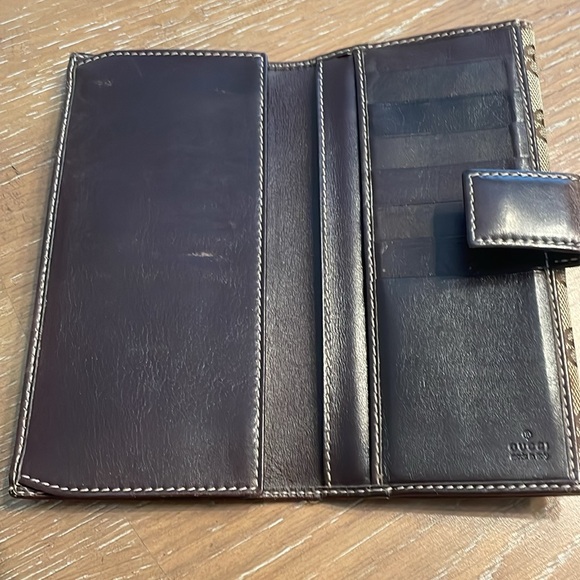 GUCCI brown canvas long wallet, double snap sides - Used authentic - Picture 9 of 12